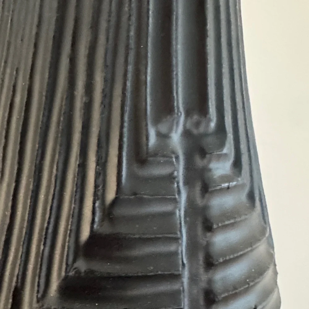 West Elm Black Textured Ceramic Decorative Vase - Modern Home Accent